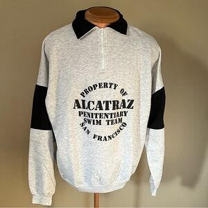 Vintage Gray and Black Alcatraz Penitentiary Swim Team Sweatshirt